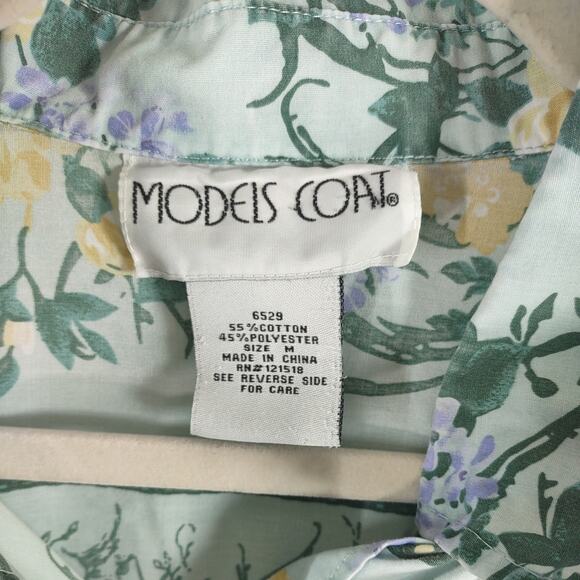 Vintage Models House Coat with Florals, Size Medium - Picture 3 of 9